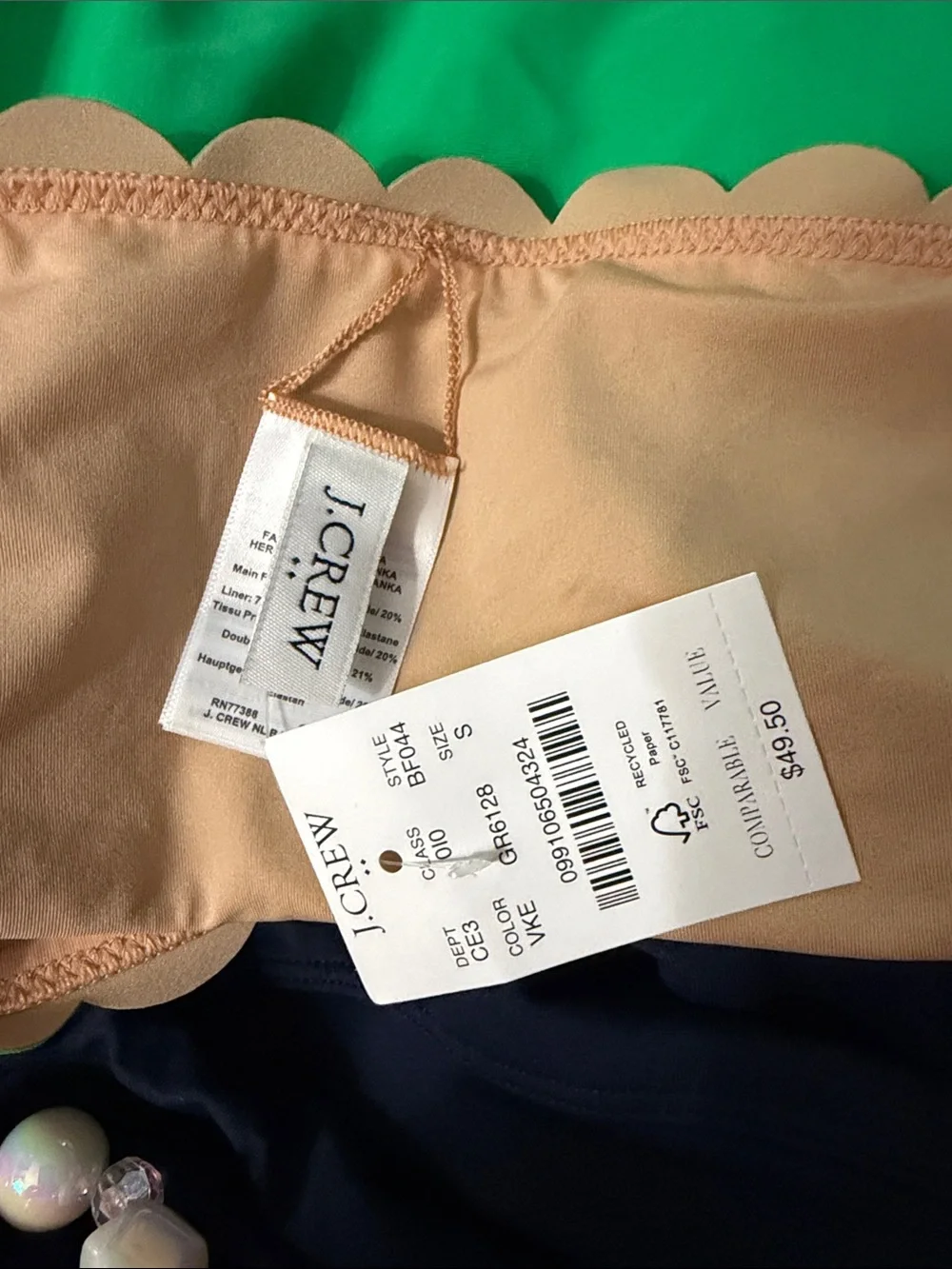 NWT J Crew Scalloped Edge Bikini Bottoms in Bright Green